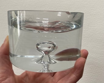 Cenicero vintage de cristal Krosno de mediados de siglo, Objeto de decoración del hogar de los años 60