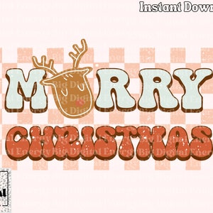 Merry Christmas PNG,Checkered Print,JPG PDF,Downloadable,Sublimation,groovy,shirt design,christmas design,christmas sweater design, diy