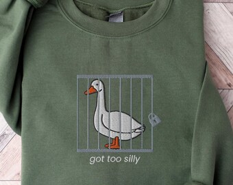 Embroidered Silly Goose Sweatshirt, Funny Farm Animal Tee