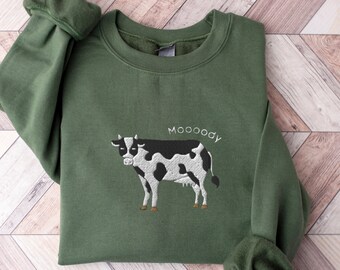 Broderad tröja med rund halsringning från Cowboy, Cottagecore Farm Animal