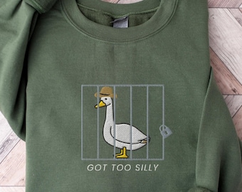 Embroidered Silly Goose Sweatshirt, Funny Farm Animal Tee