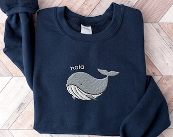 Embroidered Whale Sweatshirt, Spirit Animal Crewneck