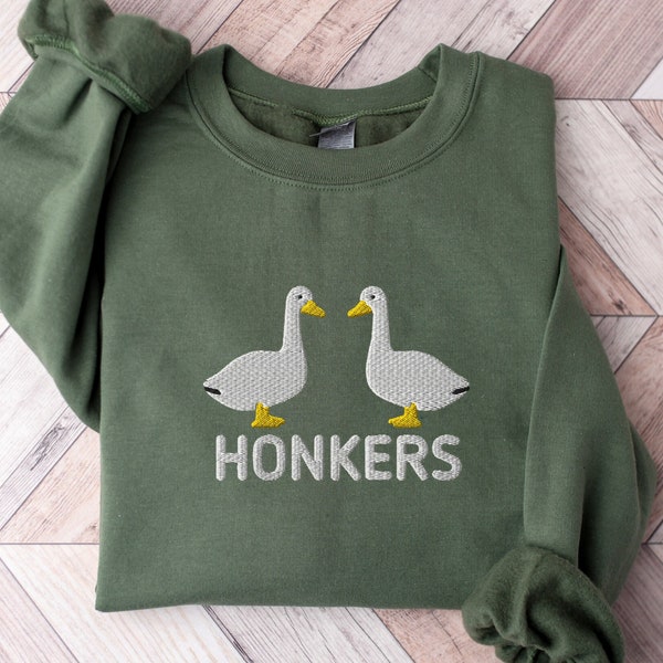 Honkers Embroidered Sweatshirt- Y2K Style Embroidered Crewneck| unisex Sweatshirt- funny clothing- gifts -silly goose - university crewneck