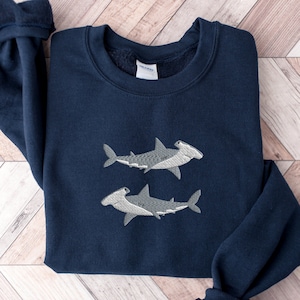 Embroidered Hammerhead Shark Sweatshirt, Funny Hammerhead Shark Shirt, Hammered Sweatshirt, Shark Shirt, Marine Ocean Shirt, Gift for Her