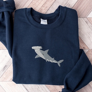 Embroidered Hammerhead Shark Sweatshirt, Funny Hammerhead Shark Shirt, Hammered Sweatshirt, Shark Shirt, Marine Ocean Shirt, Gift for Her