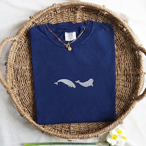 Embroidered Beluga Whale Comfort Colors Tshirt, Beluga Whale Tshirt Beluga Whale Shirt Sweatshirt Ocean Shirt Fish Shirt Marine Biology Gift