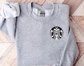 Embroidered Starbucks Ghost Logo Sweatshirt, Starbucks Halloween Sweater, Starbucks Ghost Crewneck, Funny Starbucks Sweater, Coffee Sweater