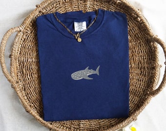 Embroidered Whaleshark Comfort Colors T-Shirt, Marine Biology Gift