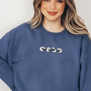 Embroidered Sheep Sweatshirt, Embroidered Sheep Shirt, Sheep Crewneck Sweater, Funny Sweatshirt, Spirit Animal shirt, Gift for her/him