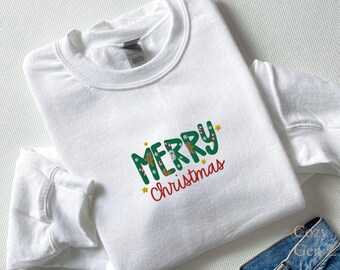 Bluza z haftem świątecznym Wesołych Świąt Piernikowa koszulka z laską cukrową Unisex Świąteczny prezent świąteczny Miękki zimowy sweter