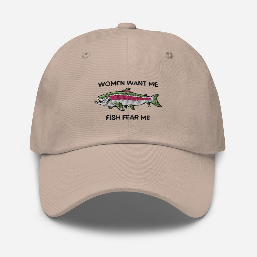 Embroidered Women Love Me Fish Fear Me Dad Hat, Embroidered Trout Fish ...