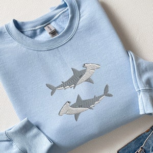 Embroidered Hammerhead Shark Sweatshirt, Funny Hammerhead Shark Shirt, Hammered Sweatshirt, Shark Shirt, Marine Ocean Shirt, Gift for Her