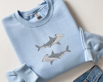 Embroidered Hammerhead Shark Sweatshirt, Funny Hammerhead Shark Shirt, Hammered Sweatshirt, Shark Shirt, Marine Ocean Shirt, Gift for Her