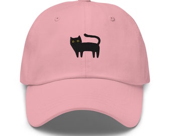 Embroidered Black Cat Dad Hat, Cat Lover Gift