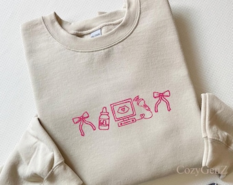 Embroidered Sonographer Icons Sweatshirt, Ultrasound Tech Crewneck