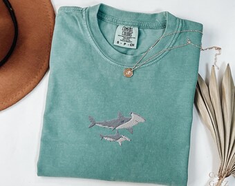 Embroidered Hammerhead Shark Comfort Colors T-Shirt