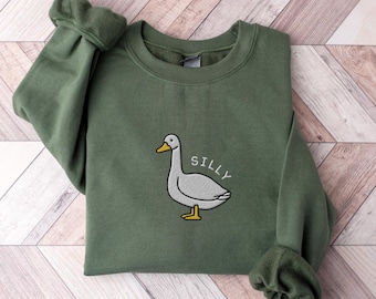 Embroidered Silly Goose Sweatshirt, Funny Farm Animal Shirt