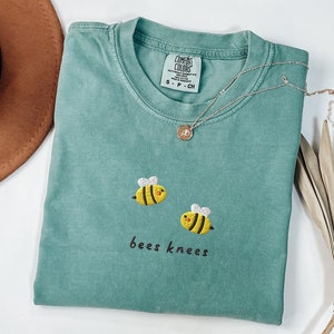 Embroidered Bees Knees Comfort Colors Tshirt, Bees Knees Tshirt Embroidered, Embroidered Bees Shirt, Bees Knees Sweater, Funny Animal Shirt