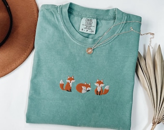 Embroidered Fox Comfort Colors T-shirt, Animal Shirt