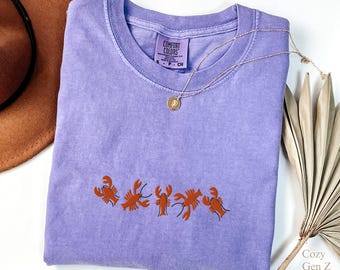 Besticktes Hummer Comfort Colors T-Shirt, Küstensommer-T-Shirt