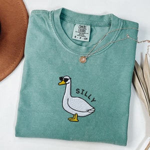 Embroidered Silly Goose Sunglasses Comfort Colors Tshirt, Embroidered Silly Goose Shirt, Silly Goose Shirt, Funny Shirt, Farm Animal Shirt