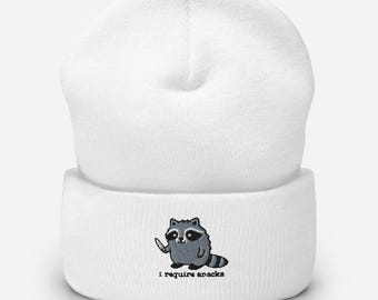 Bonnet brodé en forme de raton laveur avec revers de couteau pour gourmets rigolote