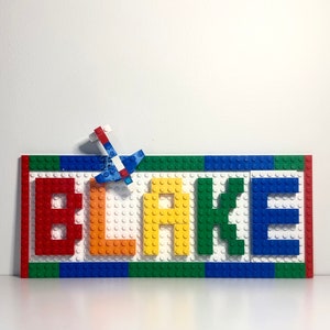 Custom NAME SIGN made with LEGO® Bricks and Plates / Door or Wall Sign - Personalized Name Plate - Boy Gift - Birthday - Bright Kids Decor