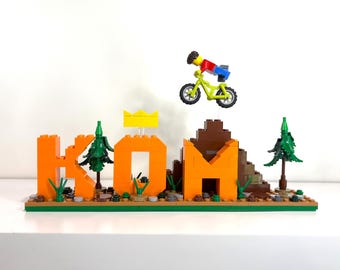 LEGO® KOM Sign: King of the MOUNTAIN - Mountain Bike Scene - Message for Customization