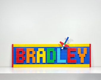 Custom LEGO® Brick Name Sign: Personalized Kids Room Decor