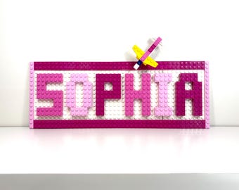 Custom LEGO® Brick Name Sign: Personalized Kids Room Decor