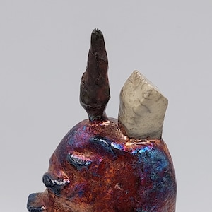 Little house on a mountain - raku ceramic small sculpture