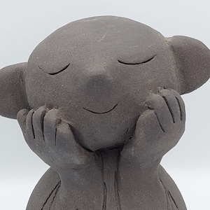 Black Buddhababa - ceramic figure made on pottery wheel from black clay