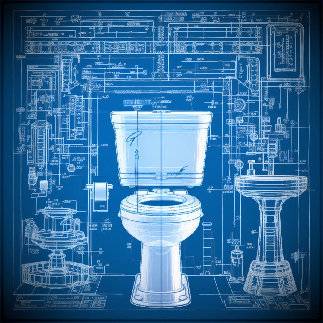 Toilet Blueprints Graphic 1024x1024 PNG Etsy