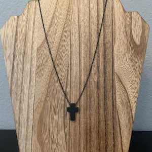 Men&#39;s Black Wooden Cross Necklace