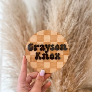 Checkered name sign, baby name announcement sign, sign for baby, baby announcement, hospital announcement sign, newborn sign,baby photo prop
