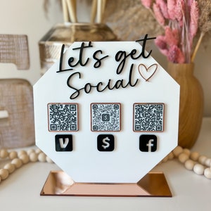 Let’s get social sign, social media sign, sign for advertising, market signs, business sign, acrylic sign, QR code sign, business, acrylic