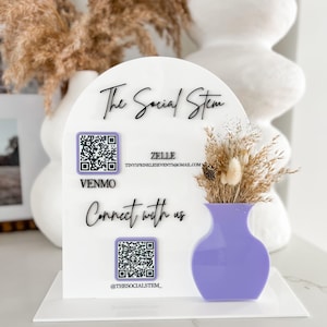 PLIK CYFROWY, plik z kodem QR wazonu kwiatowego, plik do lasera, plik do cięcia laserowego, stojak z kodem QR, plik SVG, skanuj, aby zapłacić, połącz się ze mną, społecznościowy