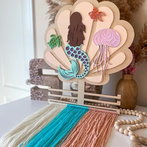 Mermaid bow holder, mermaid room decor, boho mermaid room decor, mermaid nursery, acrylic bow holder, headwrap holder, custom bow holder