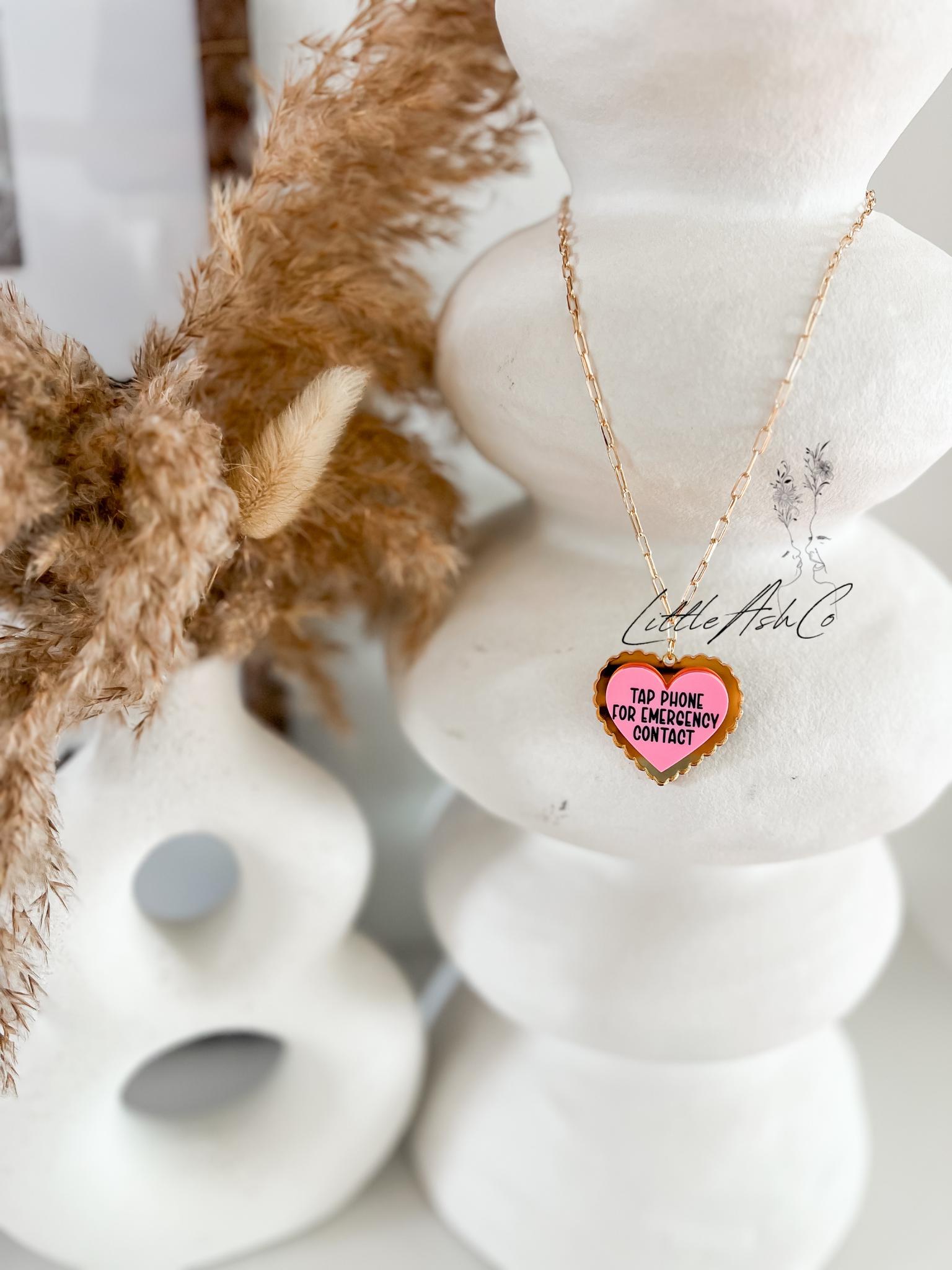 NFC Heart Emergency Contact Necklace File: Laser Cut SVG (digital