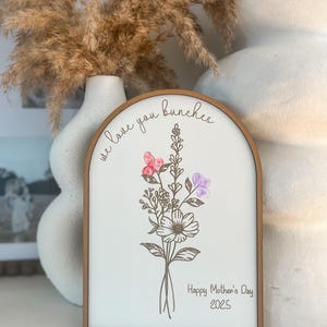 ARCHIVO DIGITAL, ramo floral para el día de la madre, letrero con huella dactilar, letrero personalizable para niños, regalo para el día de la madre, regalo para mamá, SVG, archivo láser