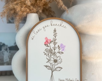 ARCHIVO DIGITAL, ramo floral para el día de la madre, letrero con huella dactilar, letrero personalizable para niños, regalo para el día de la madre, regalo para mamá, SVG, archivo láser