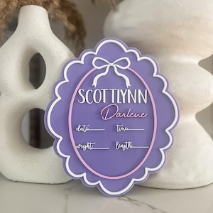 DIGITALDATEI, Cocette Geburtsanzeige, Zeichen für Babies, SVG, Lasercut-Datei, Datei für Lasermaschinen, Acryl Babyschild, Babyankündigung