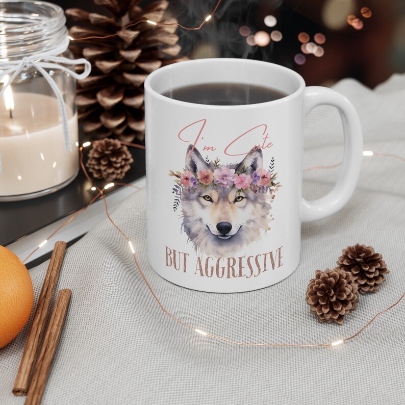 Cute Wolf Mug, Wolf Mug, Cute Mug, Girl Mug, Cute Wolf, Wolf Mugs, Cute ...
