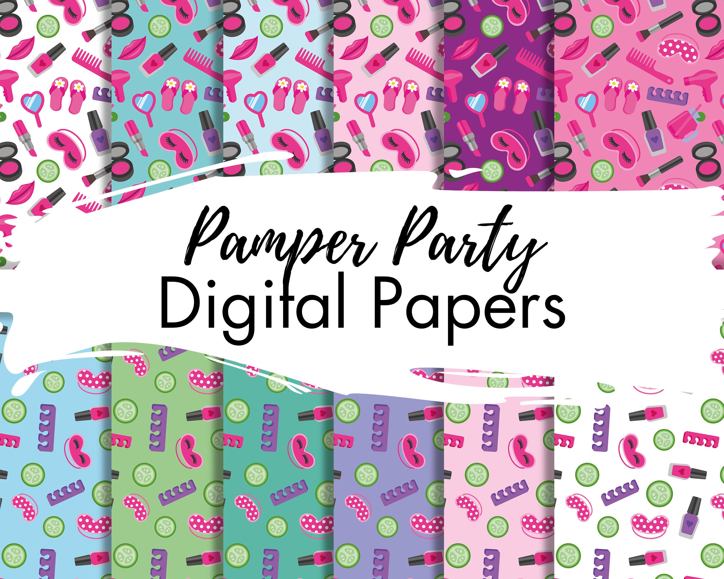 Pamper Party Decorations, Spa Sleepover Slumber Party, Pamper Birthday Cups  Plates Napkins, Sleepover Decor, Pink Party Supplies, Pamper Bag 