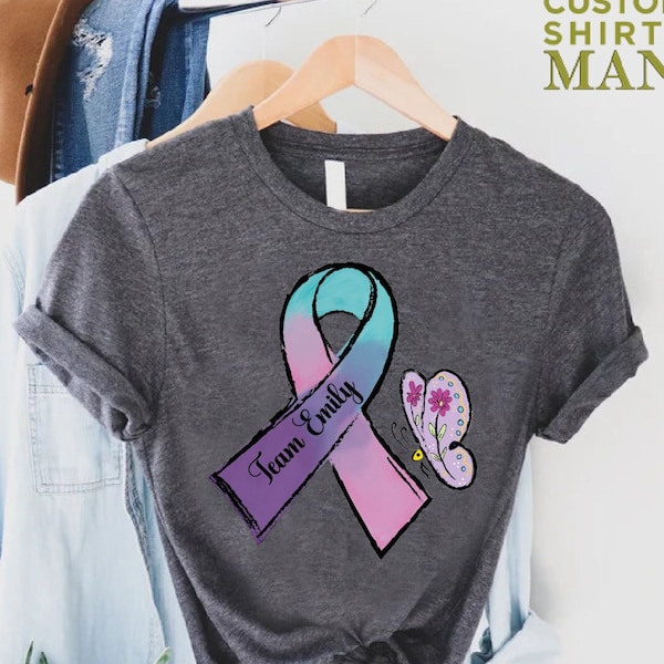 Thyroid Cancer T-shirt, Thyroid Cancer Team Shirt, Custom Name Shirt, Thyroid Cancer Awareness Shirt, Thyroid Cancer Gift, Womens Cancer Tee