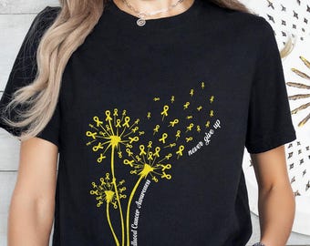 Childhood Cancer Awareness Dandelion Tshirt, Gold Ribbon Shirt, Cancer Supporting, Kids Cancer Gift, Child Cancer Shirt, Childhood Fighter