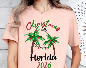 Florida Christmas 2026 Shirt, Family Matching Christmas Tees, Tropical Christmas Shirt, Beach Christmas T-shirt, Florida Vacation Shirt