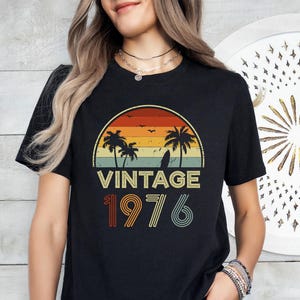 Vintage 1976 Sunset Themed Birthday Shirt, 50th Birthday Shirt, 1976 Vintage Shirt, Born In 1976 Shirt,Fiftieth Tee,Unique 50th Gifts Shirts image 1