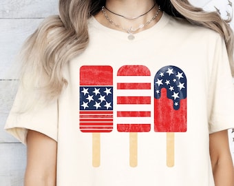 Patriotic Ice Cream Shirt, 4th Of July Women Shirt, American Ice Cream Shirt,Independence Day Tee,Ice Cream Flag Shirt,Freedom Ice Cream Tee