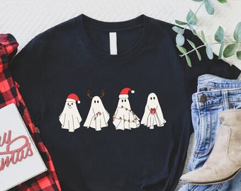 Christmas Ghost Shirt, Cute Christmas Shirt, Ghost Santa Shirt, Christmas Party Tee, Merry Christmas Tee, Xmas Holiday Shirt, Christmas Gift
